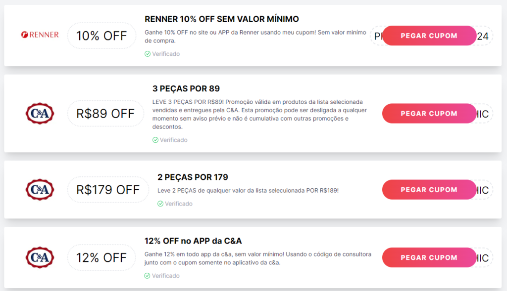 Achadinhos de promoção