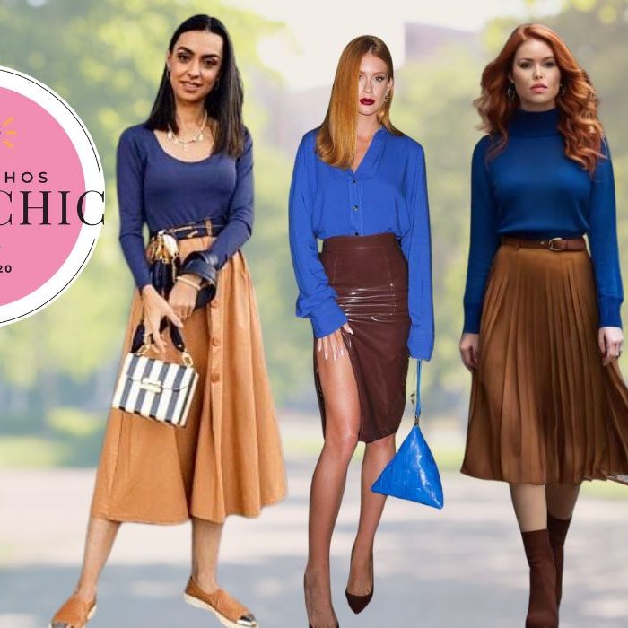 Azul com marrom: cores da nova estação Look azul com marrom - Achadinhos Bohochic