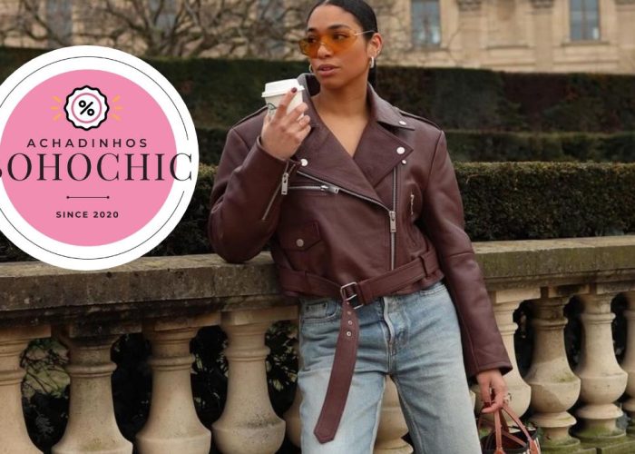 look jaqueta de couro - Achadinhos Bohochic