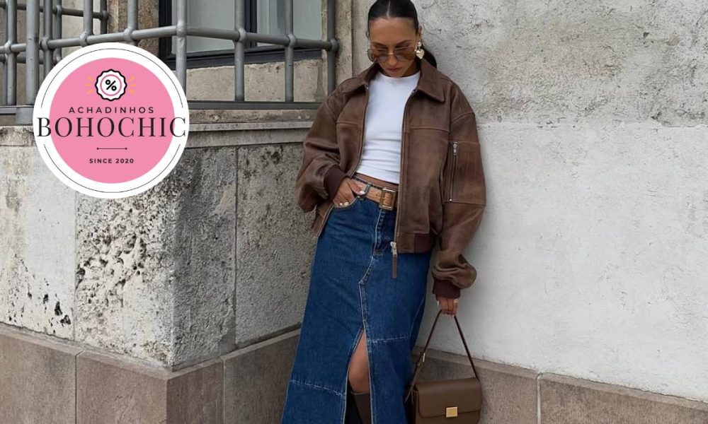 Saia longa jeans - Achadinhos Bohochic