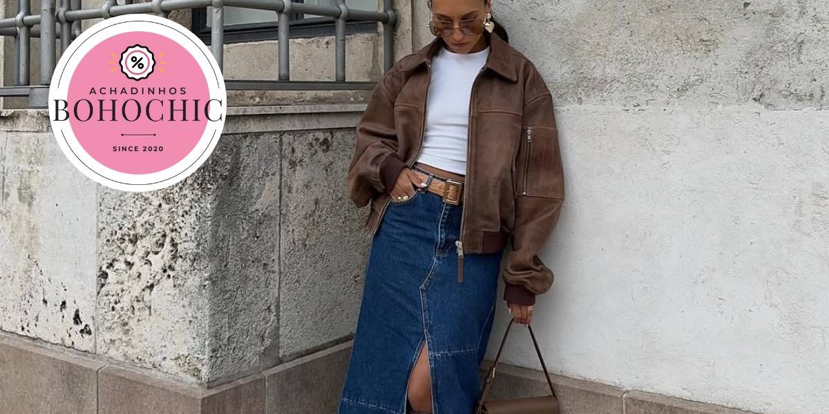 Saia longa jeans - Achadinhos Bohochic