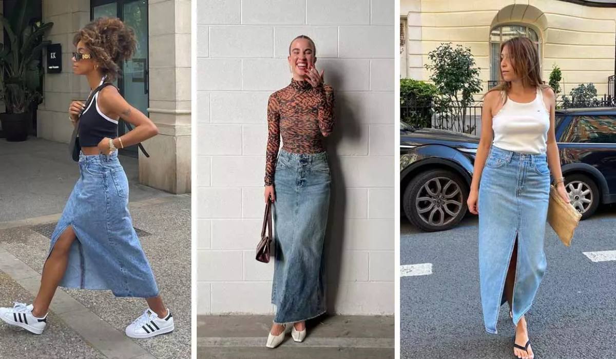 Saia longa jeans - Achadinhos Bohochic