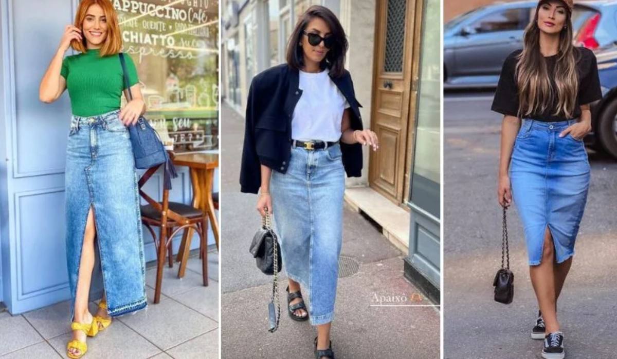 Saia longa jeans - Achadinhos Bohochic