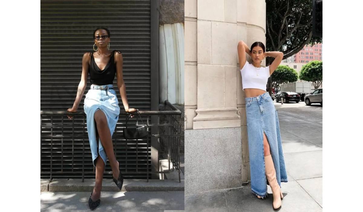 Saia longa jeans - Achadinhos Bohochic