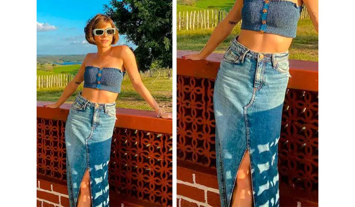 Saia longa jeans - Achadinhos Bohochic