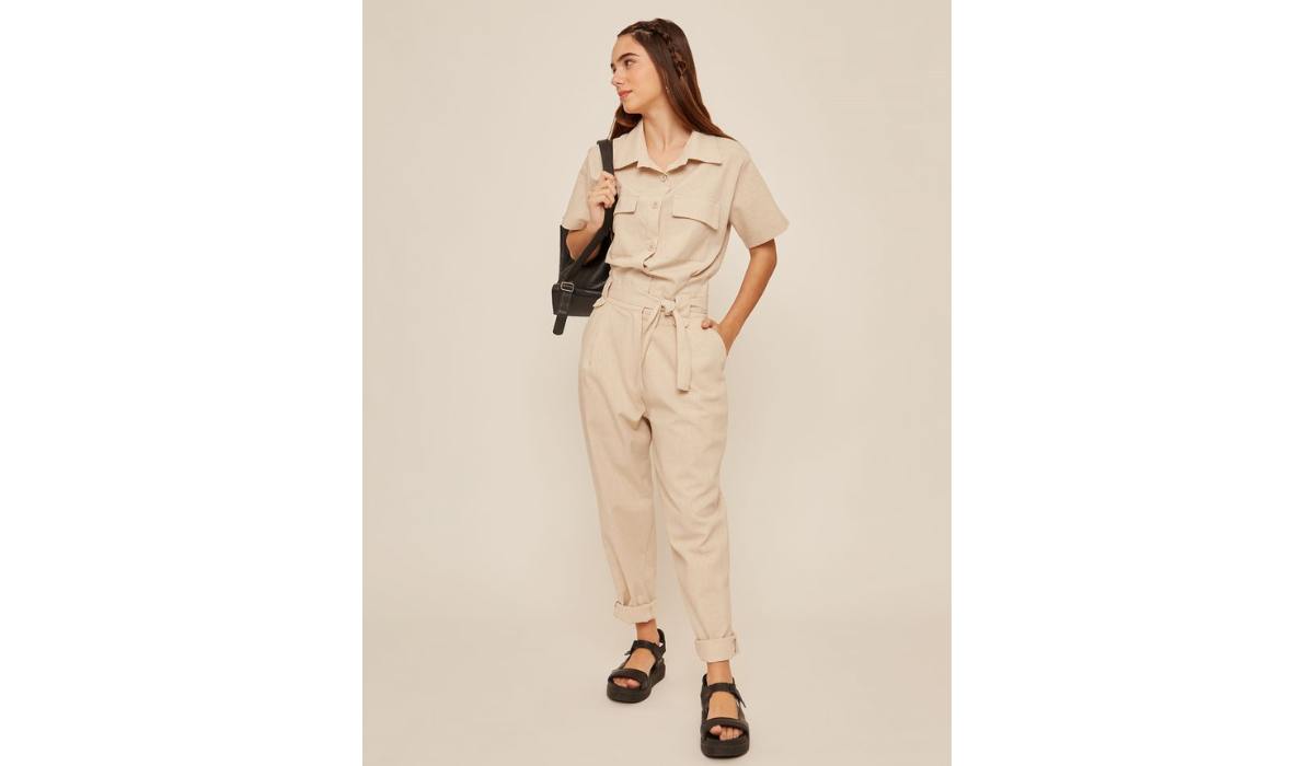 Macacão utilitário feminino -Achadinhos Bohochic
