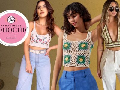 top cropped de crochê - Achadinhos Bohochic