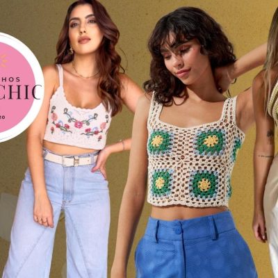 top cropped de crochê - Achadinhos Bohochic