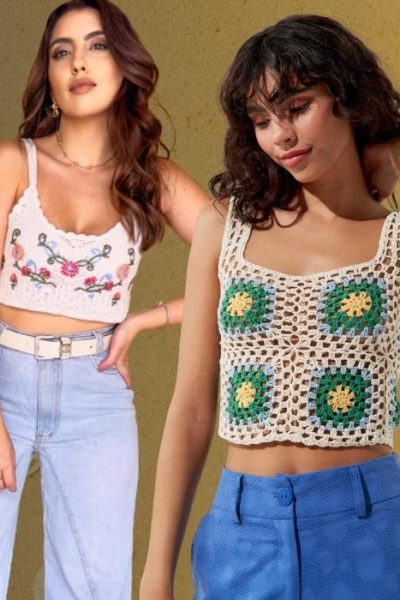 top cropped de crochê - Achadinhos Bohochic