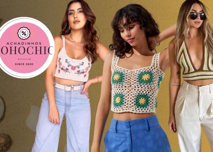 top cropped de crochê - Achadinhos Bohochic