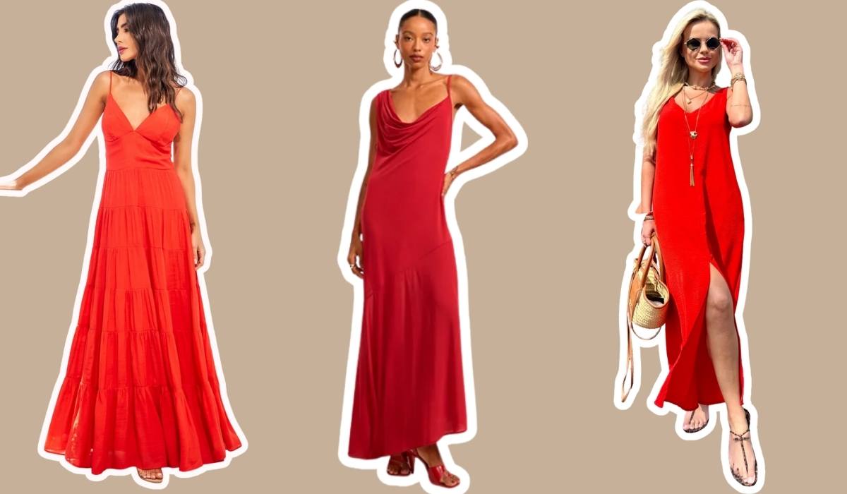 Vestido vermelho Renner longo - Achadinhos Bohochic