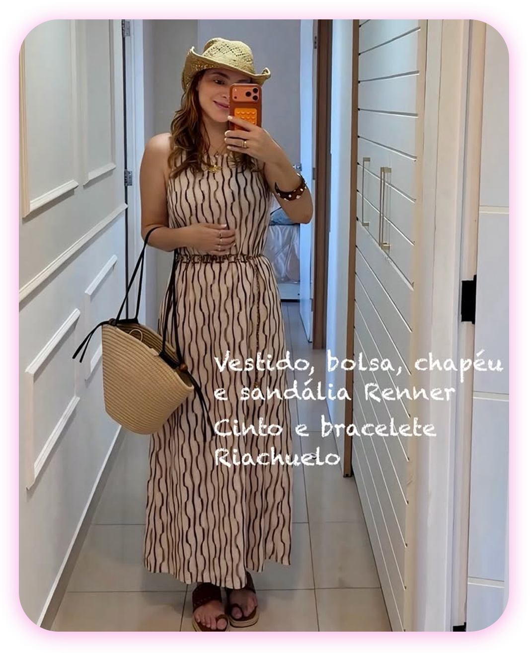 look praia 2026 vestido bolsa chapéu e sandália renner Cinto e bracele Riachuelo Achadinhos Bochochic mobile