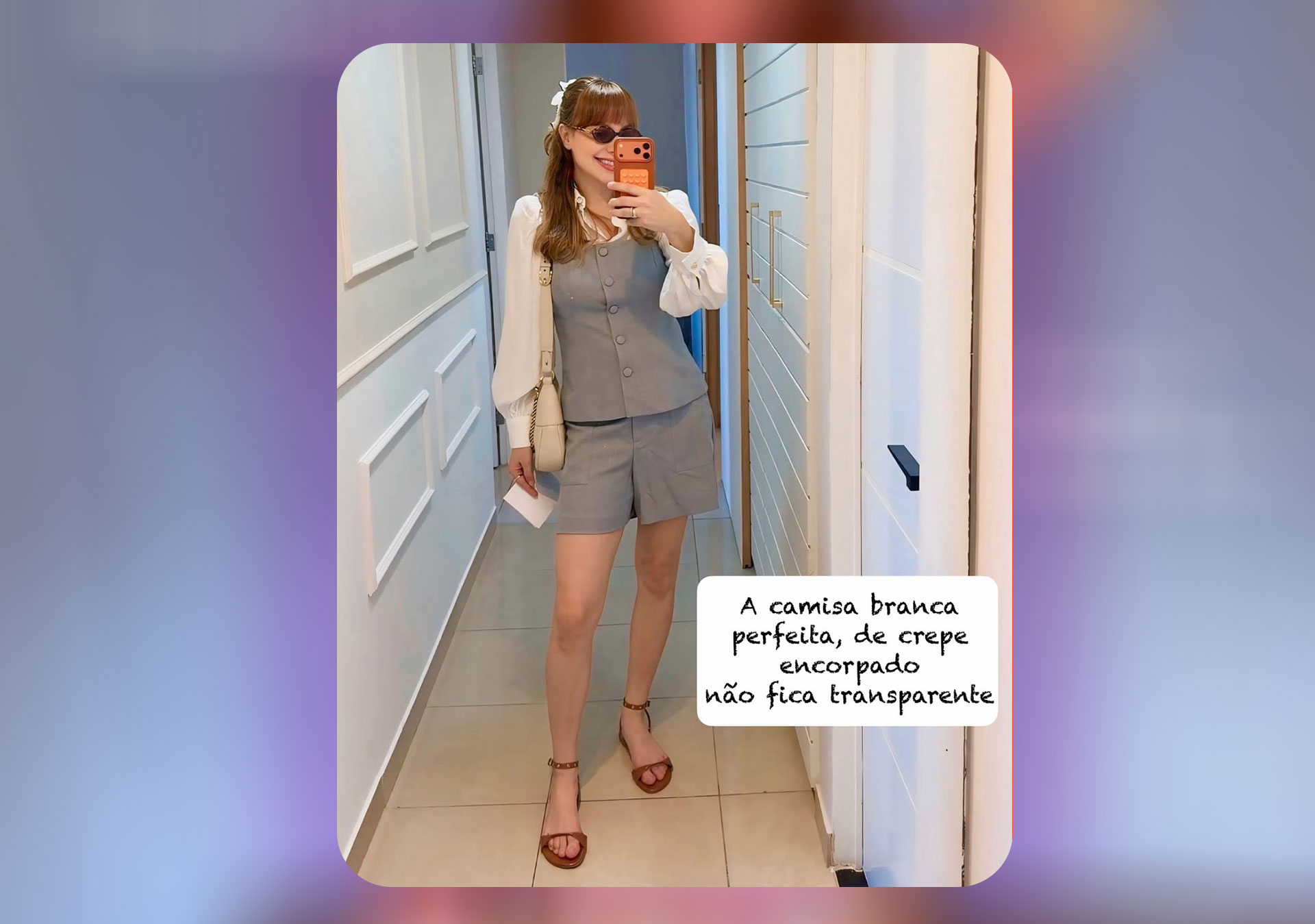 Conjunto colete e short com blusa branca - Achadinhos Bohochic