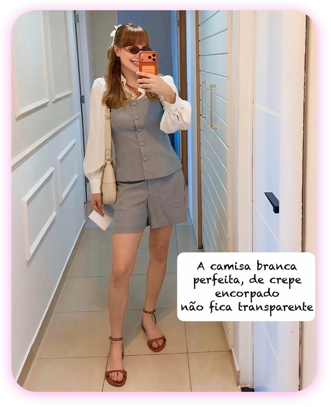 Conjunto colete e short com blusa branca - Achadinhos Bohochic