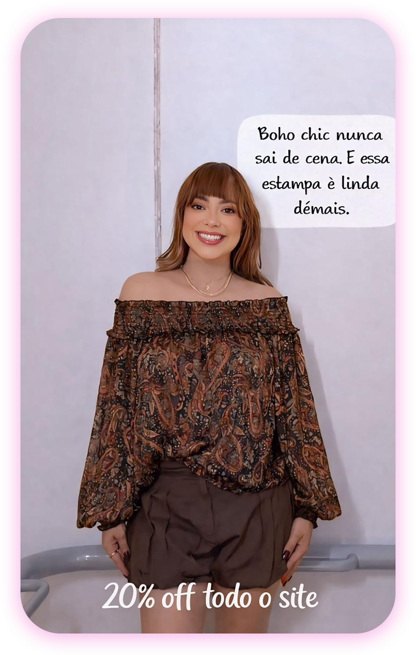 Bata Boho e short marron - Renner - Achadinhos Bohochic