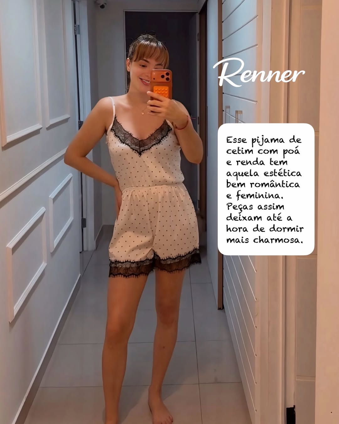 Pijama acetinado com poá Renner