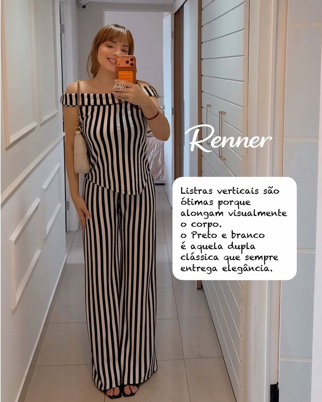 Conjunto listrado preto e branco Renner